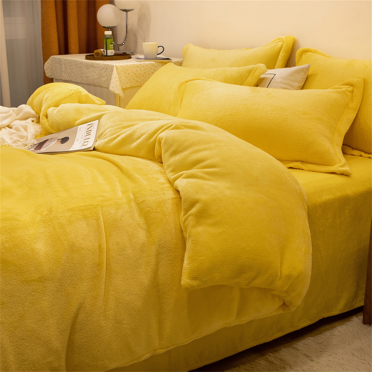 91家纺网 家纺一手货源 找家纺 （总）兰紫橙家纺 2025新款双面绒纯色双拼牛奶绒四件套--全尺寸