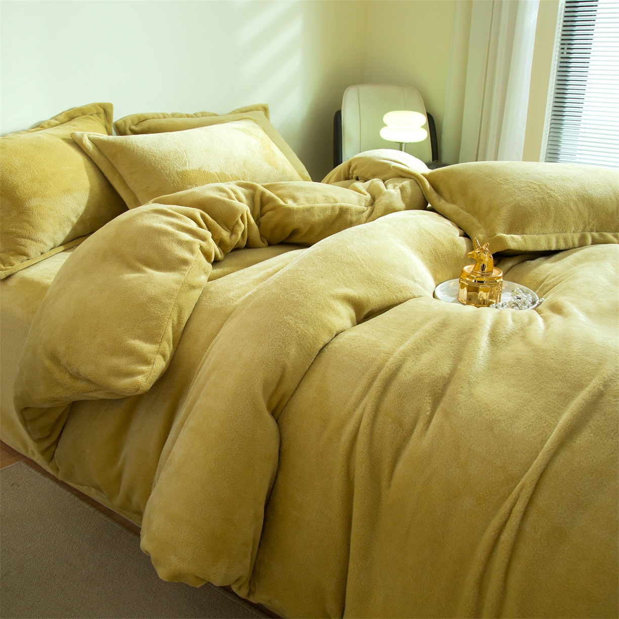 91家纺网 家纺一手货源 找家纺 （总）兰紫橙家纺 2025新款双面绒纯色双拼牛奶绒四件套--全尺寸