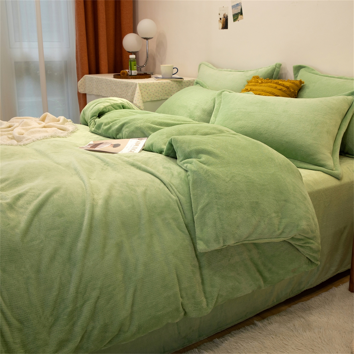 91家纺网 家纺一手货源 找家纺 （总）兰紫橙家纺 2025新款双面绒纯色双拼牛奶绒四件套--全尺寸