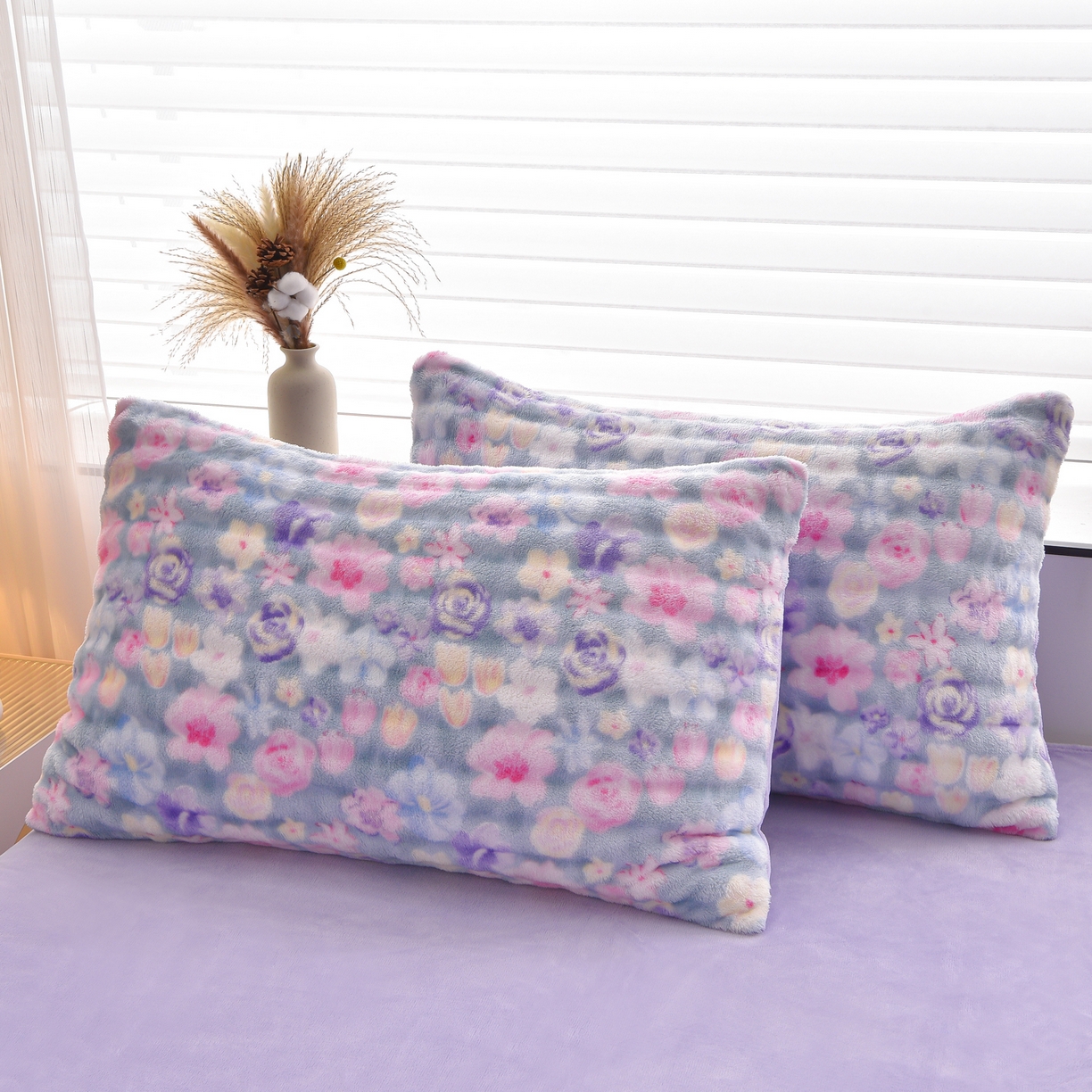 91家纺网 家纺一手货源 找家纺 苏迪网销供货 2025新款牛奶绒加厚高克重A类兔毛牛奶泡泡绒四件套 水墨花园