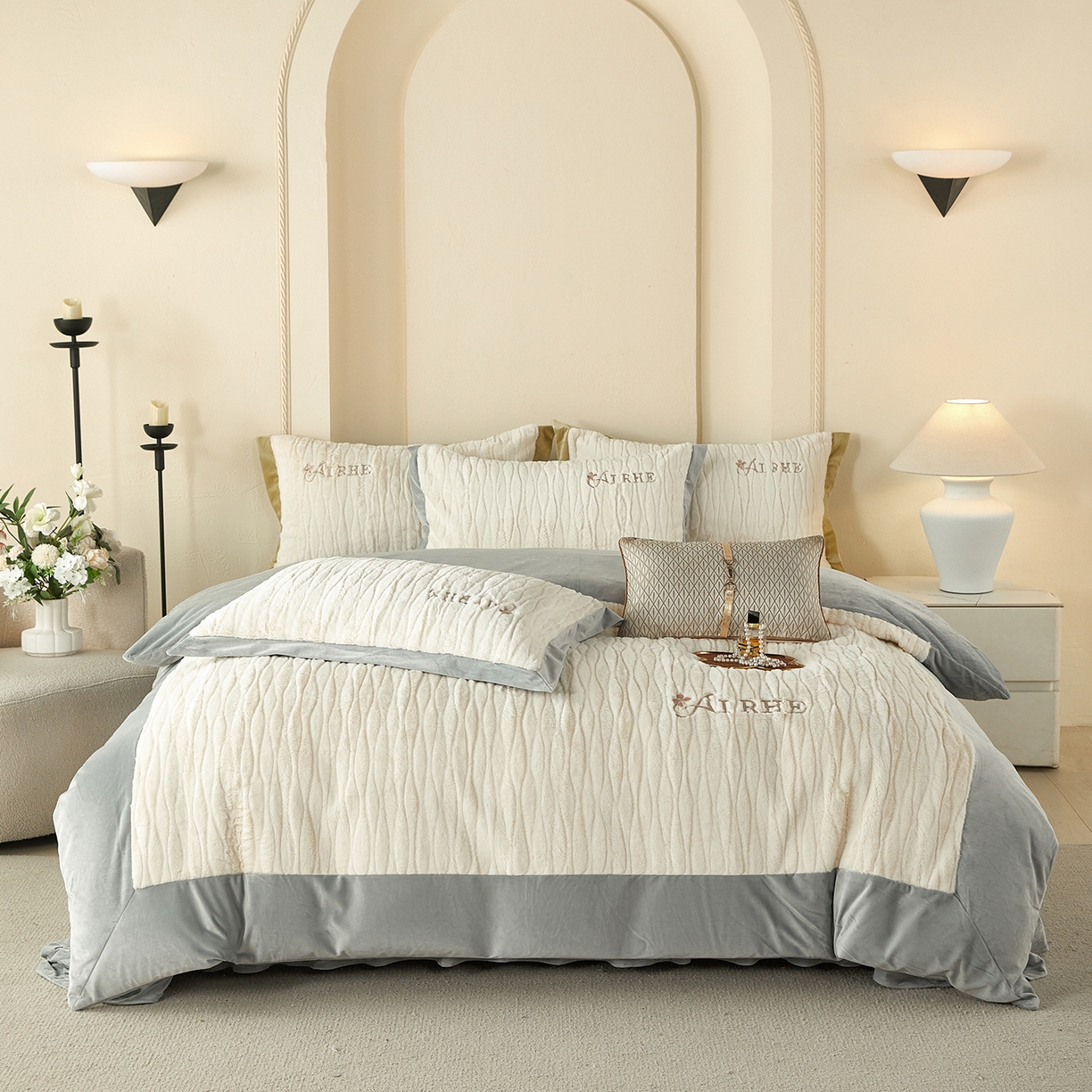 优希家纺 2025新款洛丽獭保暖四件套 灰色