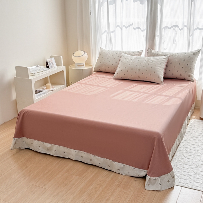 91家纺网 家纺一手货源 找家纺 铭浩家纺 2025新款A类针织棉双层纱四件套 蝶梦