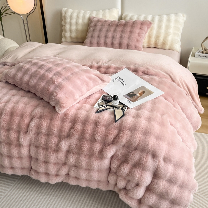 91家纺网 家纺一手货源 找家纺 （总）大元 2025新款A类280g保暖大泡泡兔毛绒四件套