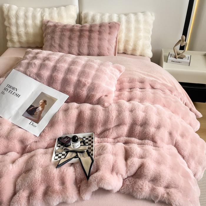 91家纺网 家纺一手货源 找家纺 （总）大元 2025新款A类280g保暖大泡泡兔毛绒四件套