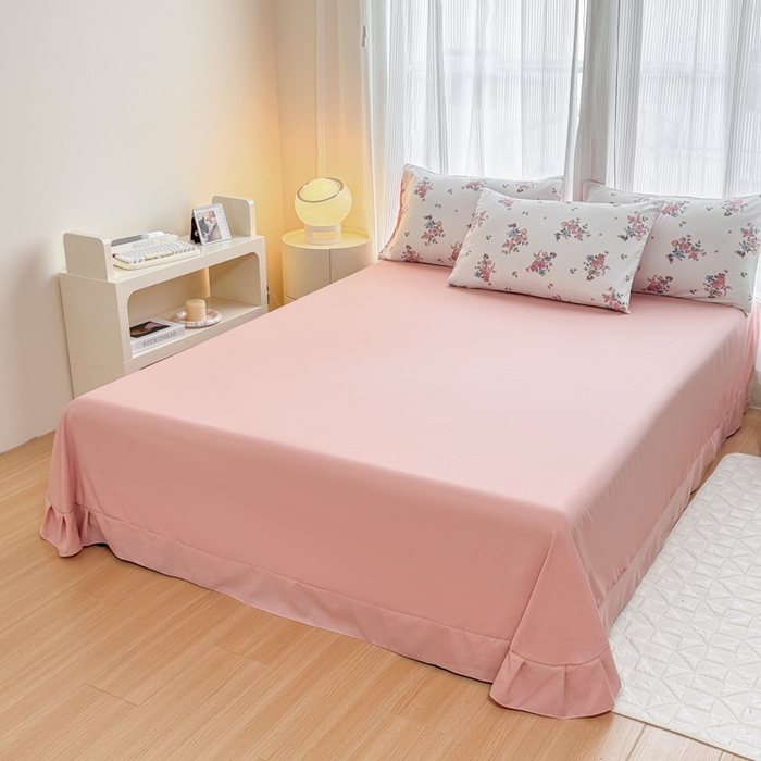 91家纺网 家纺一手货源 找家纺 铭浩家纺 2025新款A类针织棉双层纱四件套 花漾