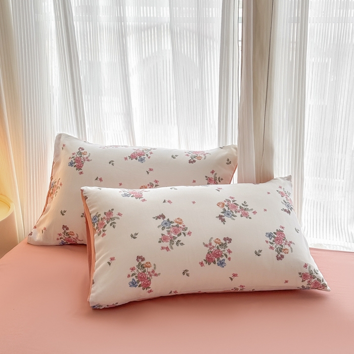 91家纺网 家纺一手货源 找家纺 铭浩家纺 2025新款A类针织棉双层纱四件套 花漾