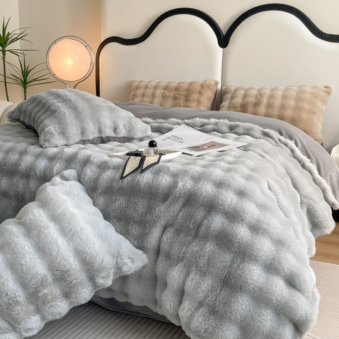 91家纺网 家纺一手货源 找家纺 （总）大元 2025新款A类280g保暖大泡泡兔毛绒四件套