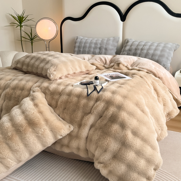 91家纺网 家纺一手货源 找家纺 （总）大元 2025新款A类280g保暖大泡泡兔毛绒四件套