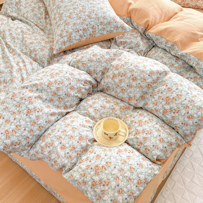 91家纺网 家纺一手货源 找家纺 铭浩家纺 2025新款A类针织棉双层纱四件套 妮卡