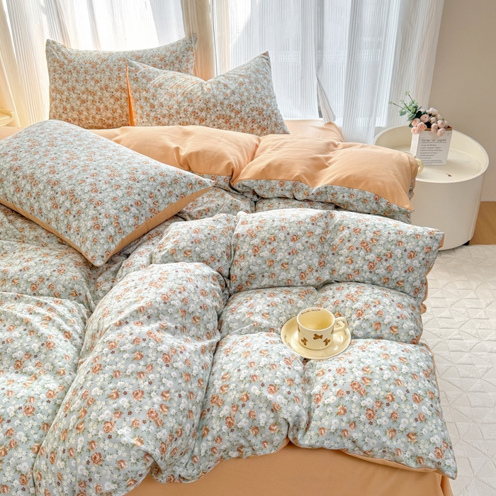 91家纺网 家纺一手货源 找家纺 铭浩家纺 2025新款A类针织棉双层纱四件套 妮卡