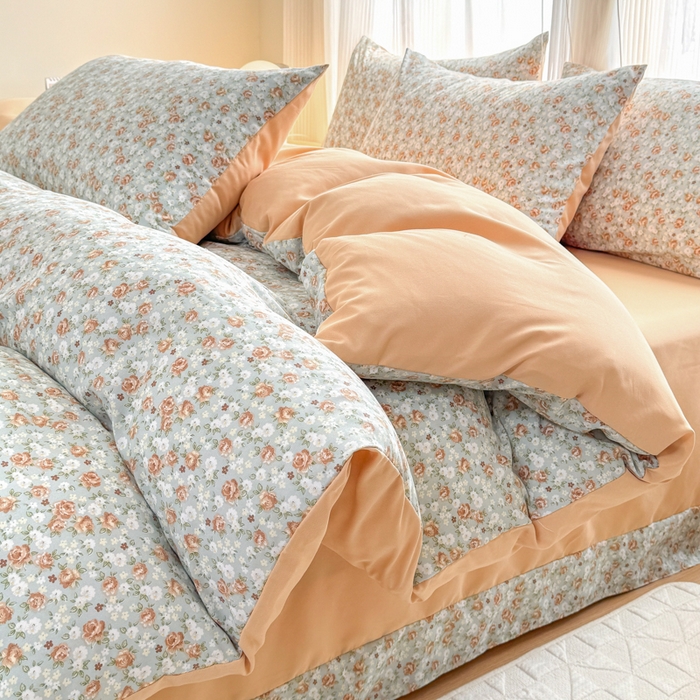 91家纺网 家纺一手货源 找家纺 铭浩家纺 2025新款A类针织棉双层纱四件套 妮卡