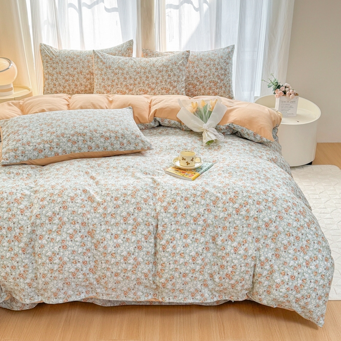 91家纺网 家纺一手货源 找家纺 铭浩家纺 2025新款A类针织棉双层纱四件套 妮卡