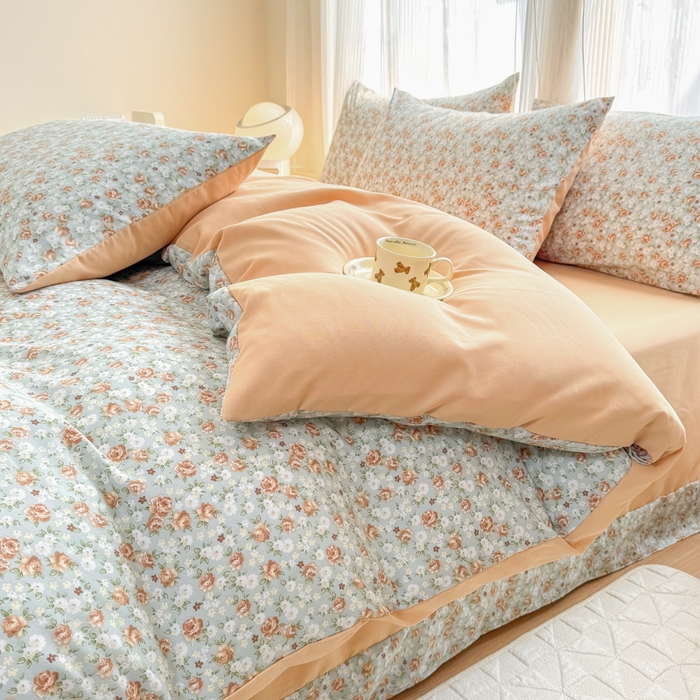 91家纺网 家纺一手货源 找家纺 铭浩家纺 2025新款A类针织棉双层纱四件套 妮卡