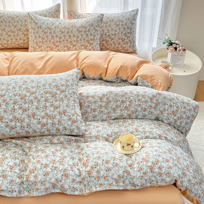 91家纺网 家纺一手货源 找家纺 铭浩家纺 2025新款A类针织棉双层纱四件套 妮卡