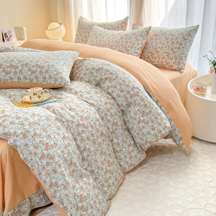 91家纺网 家纺一手货源 找家纺 铭浩家纺 2025新款A类针织棉双层纱四件套 妮卡