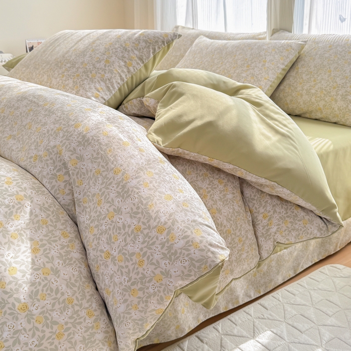 91家纺网 家纺一手货源 找家纺 铭浩家纺 2025新款A类针织棉双层纱四件套 暮念