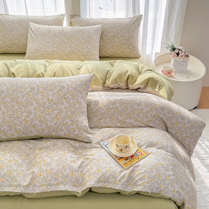 91家纺网 家纺一手货源 找家纺 铭浩家纺 2025新款A类针织棉双层纱四件套 暮念