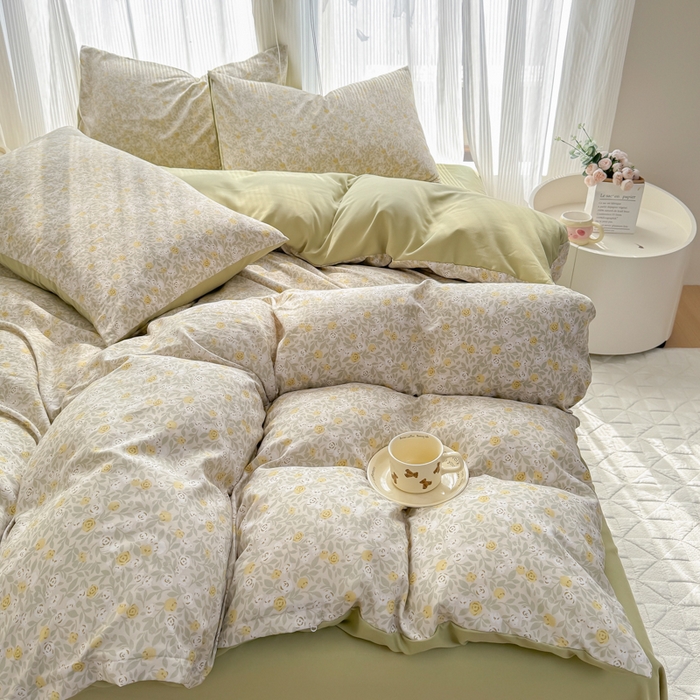 91家纺网 家纺一手货源 找家纺 铭浩家纺 2025新款A类针织棉双层纱四件套 暮念