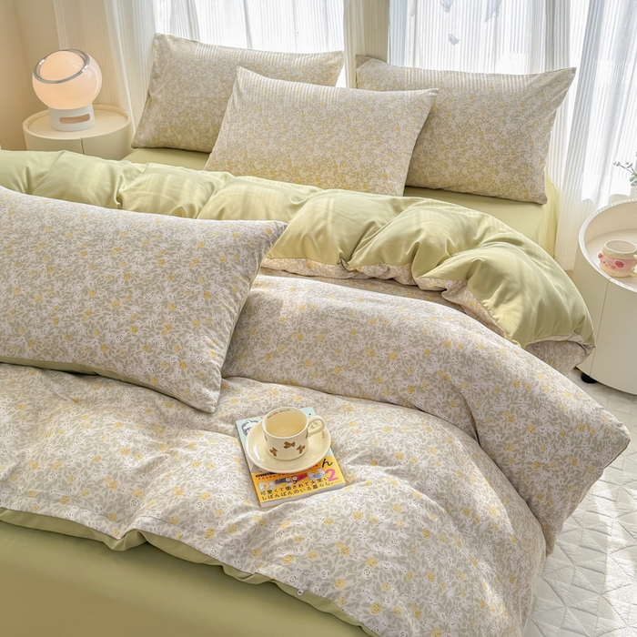 91家纺网 家纺一手货源 找家纺 铭浩家纺 2025新款A类针织棉双层纱四件套 暮念