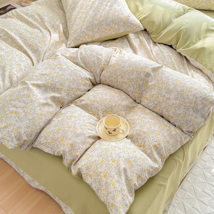 91家纺网 家纺一手货源 找家纺 铭浩家纺 2025新款A类针织棉双层纱四件套 暮念