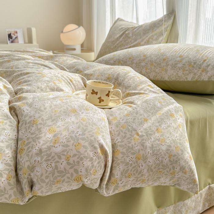 91家纺网 家纺一手货源 找家纺 铭浩家纺 2025新款A类针织棉双层纱四件套 暮念