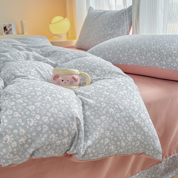 91家纺网 家纺一手货源 找家纺 铭浩家纺 2025新款A类针织棉双层纱四件套 若黎