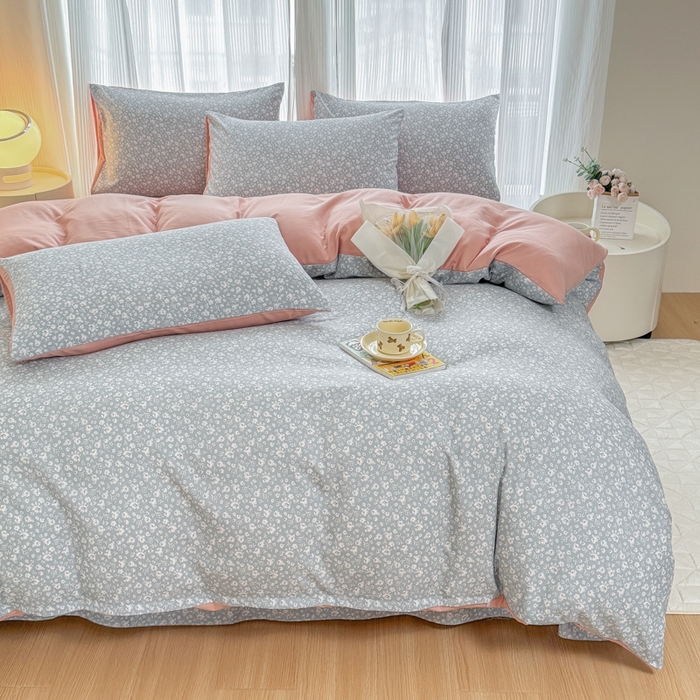 91家纺网 家纺一手货源 找家纺 铭浩家纺 2025新款A类针织棉双层纱四件套 若黎