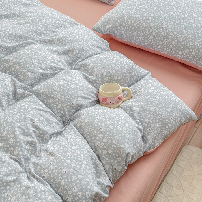 91家纺网 家纺一手货源 找家纺 铭浩家纺 2025新款A类针织棉双层纱四件套 若黎