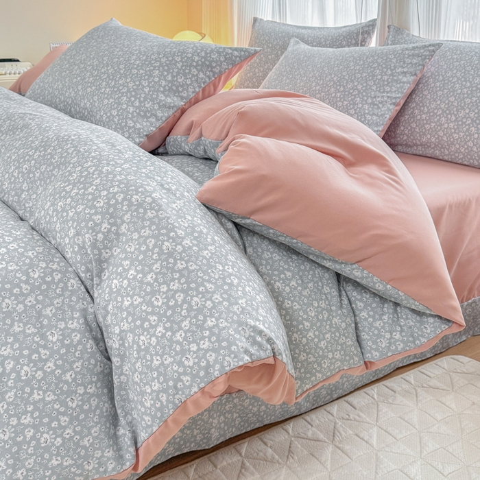 91家纺网 家纺一手货源 找家纺 铭浩家纺 2025新款A类针织棉双层纱四件套 若黎