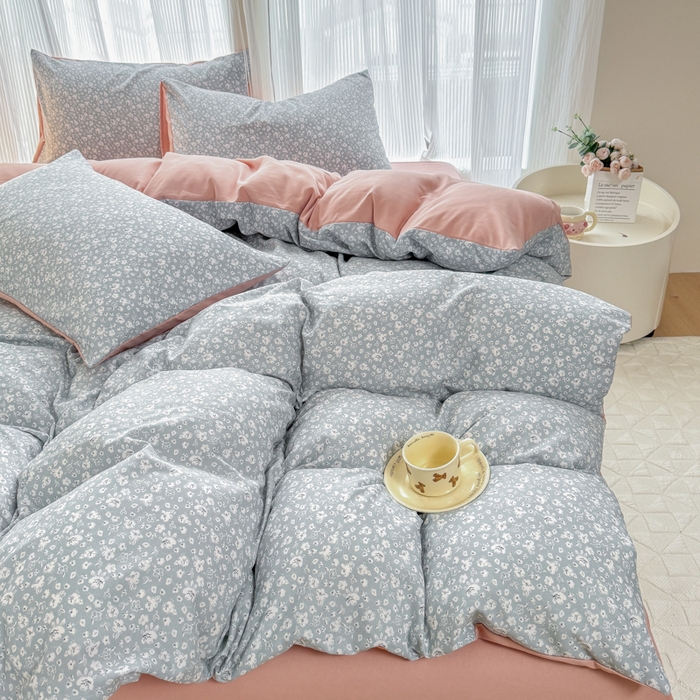 91家纺网 家纺一手货源 找家纺 铭浩家纺 2025新款A类针织棉双层纱四件套 若黎