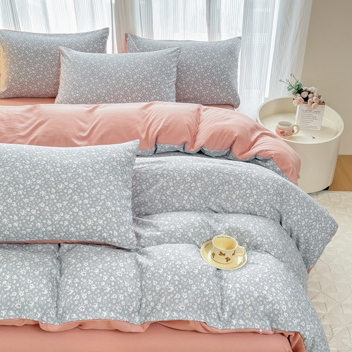 91家纺网 家纺一手货源 找家纺 铭浩家纺 2025新款A类针织棉双层纱四件套 若黎