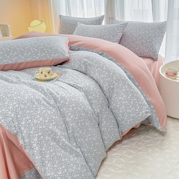 91家纺网 家纺一手货源 找家纺 铭浩家纺 2025新款A类针织棉双层纱四件套 若黎