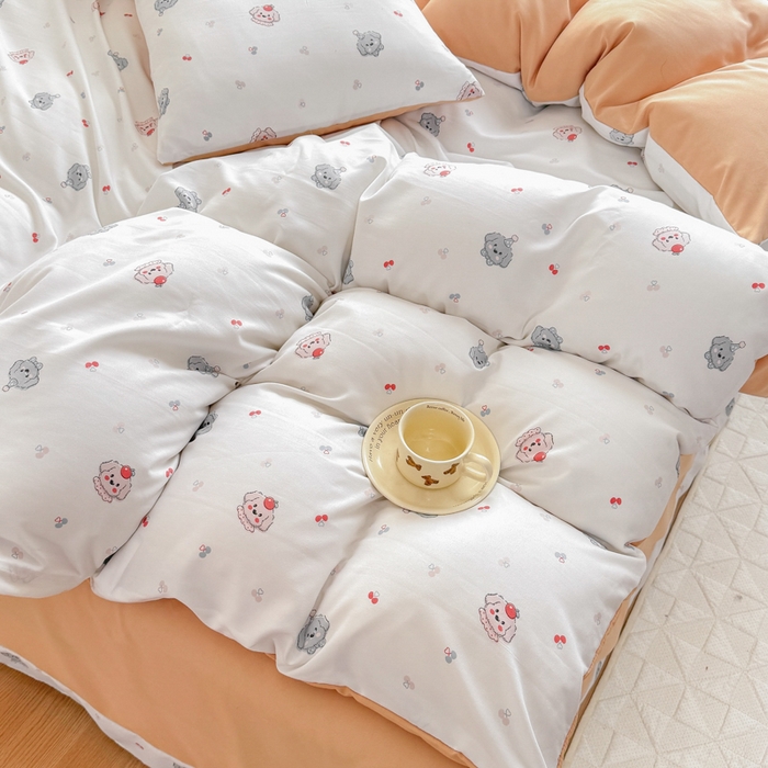 91家纺网 家纺一手货源 找家纺 铭浩家纺 2025新款A类针织棉双层纱四件套 萌趣