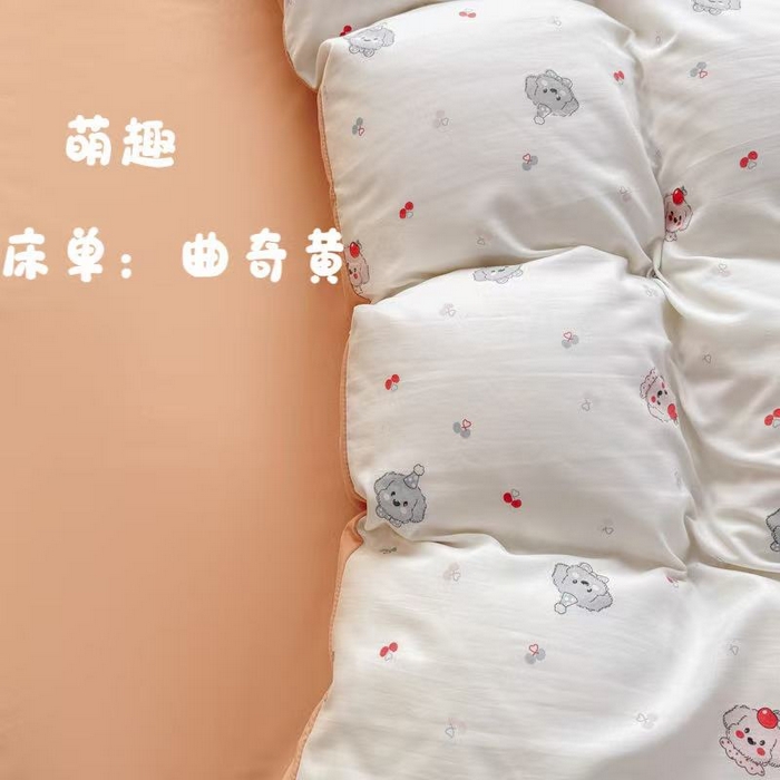 铭浩家纺 2025新款A类针织棉双层纱四件套 萌趣