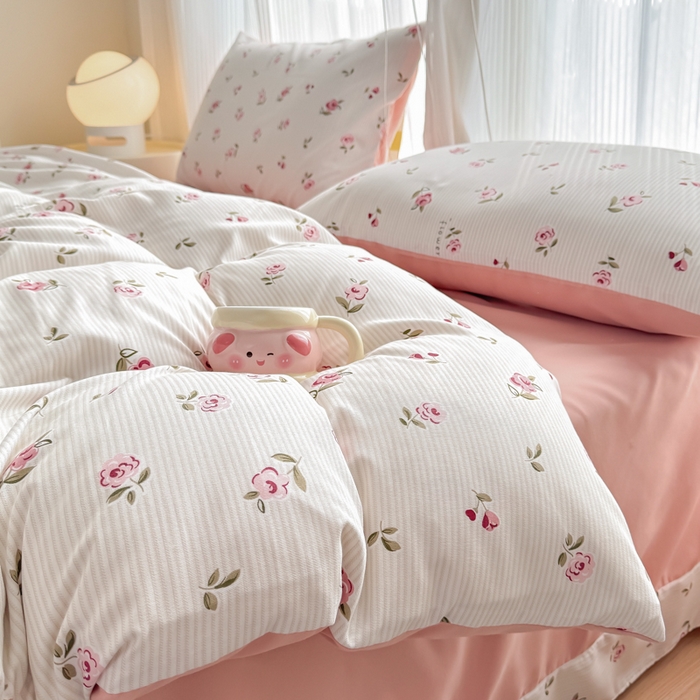 91家纺网 家纺一手货源 找家纺 铭浩家纺 2025新款A类针织棉双层纱四件套 如约