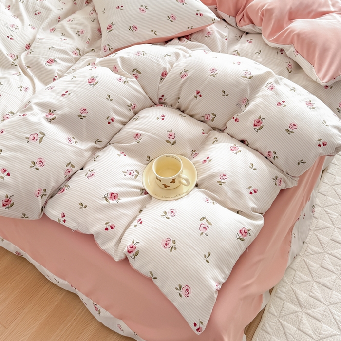 91家纺网 家纺一手货源 找家纺 铭浩家纺 2025新款A类针织棉双层纱四件套 如约