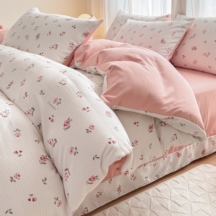 91家纺网 家纺一手货源 找家纺 铭浩家纺 2025新款A类针织棉双层纱四件套 如约