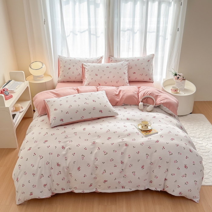 91家纺网 家纺一手货源 找家纺 铭浩家纺 2025新款A类针织棉双层纱四件套 如约