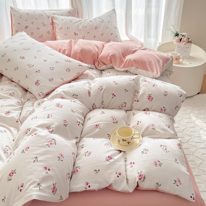 91家纺网 家纺一手货源 找家纺 铭浩家纺 2025新款A类针织棉双层纱四件套 如约