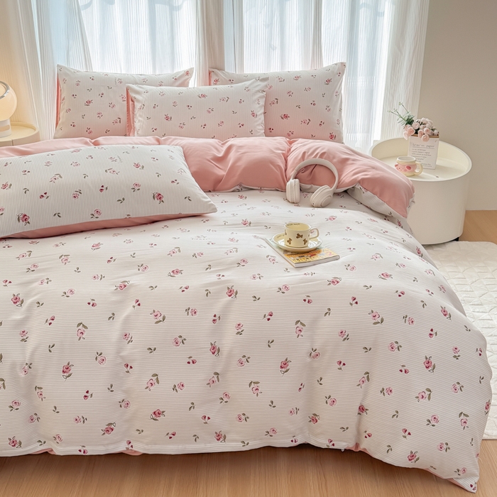 91家纺网 家纺一手货源 找家纺 铭浩家纺 2025新款A类针织棉双层纱四件套 如约