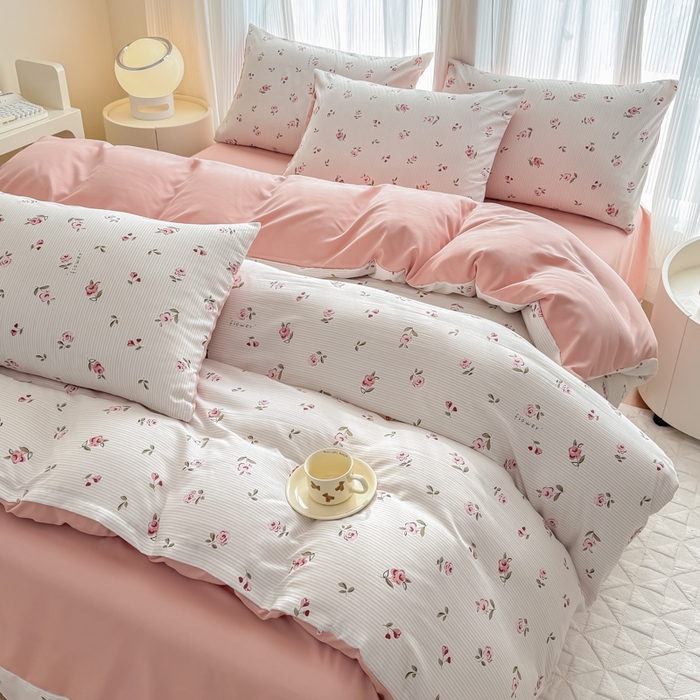 91家纺网 家纺一手货源 找家纺 铭浩家纺 2025新款A类针织棉双层纱四件套 如约