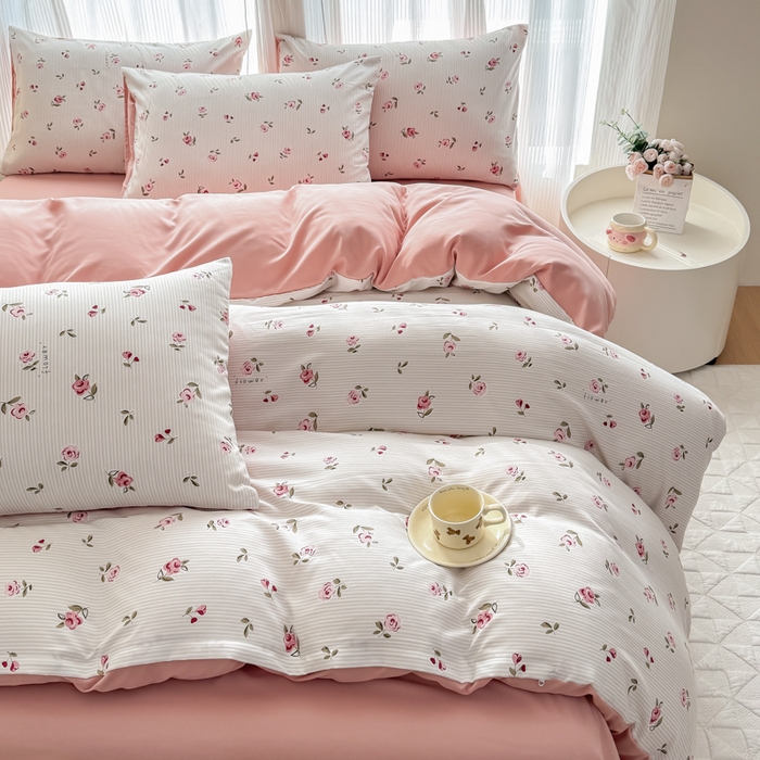 91家纺网 家纺一手货源 找家纺 铭浩家纺 2025新款A类针织棉双层纱四件套 如约