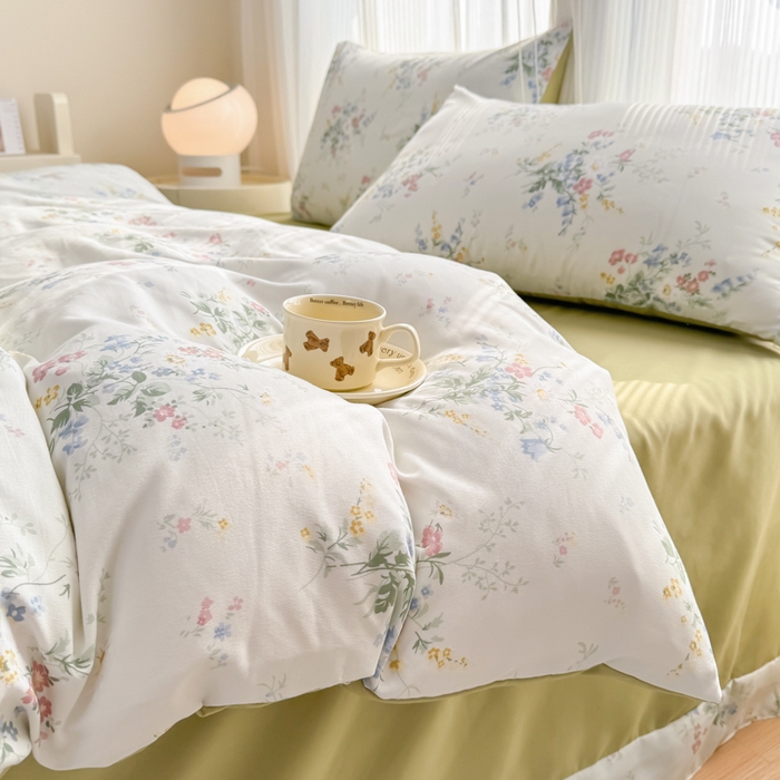 91家纺网 家纺一手货源 找家纺 铭浩家纺 2025新款A类针织棉双层纱四件套 森屿