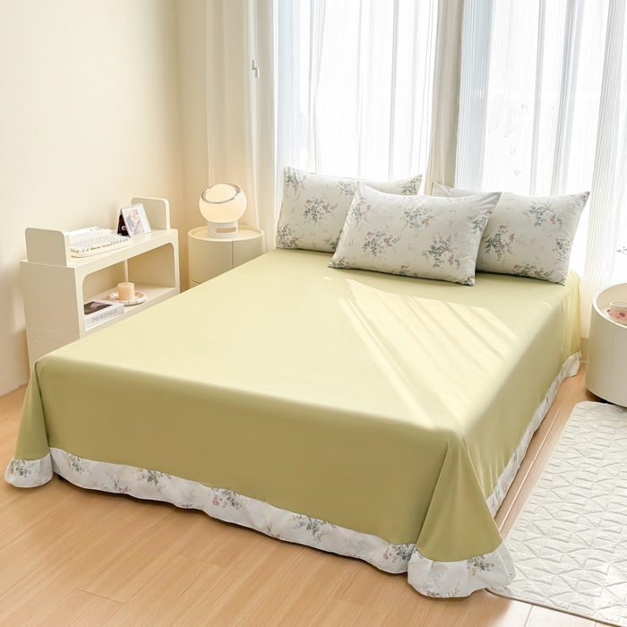 91家纺网 家纺一手货源 找家纺 铭浩家纺 2025新款A类针织棉双层纱四件套 森屿