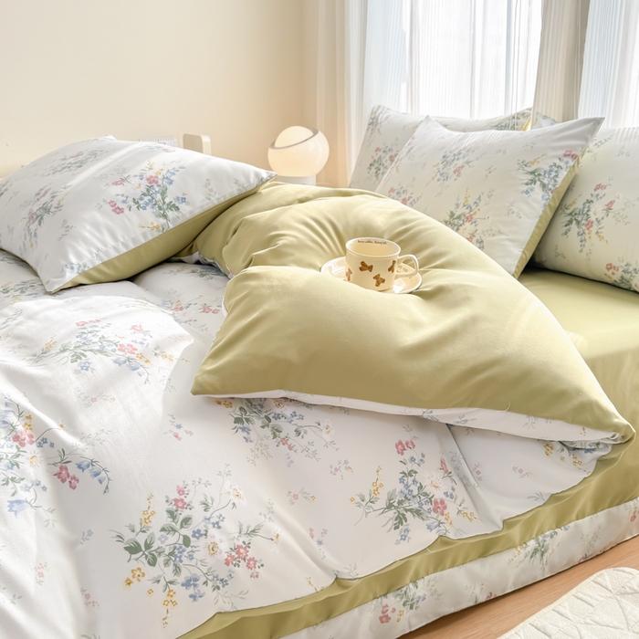 91家纺网 家纺一手货源 找家纺 铭浩家纺 2025新款A类针织棉双层纱四件套 森屿