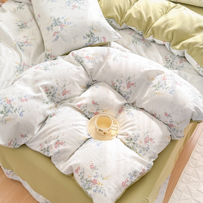 91家纺网 家纺一手货源 找家纺 铭浩家纺 2025新款A类针织棉双层纱四件套 森屿