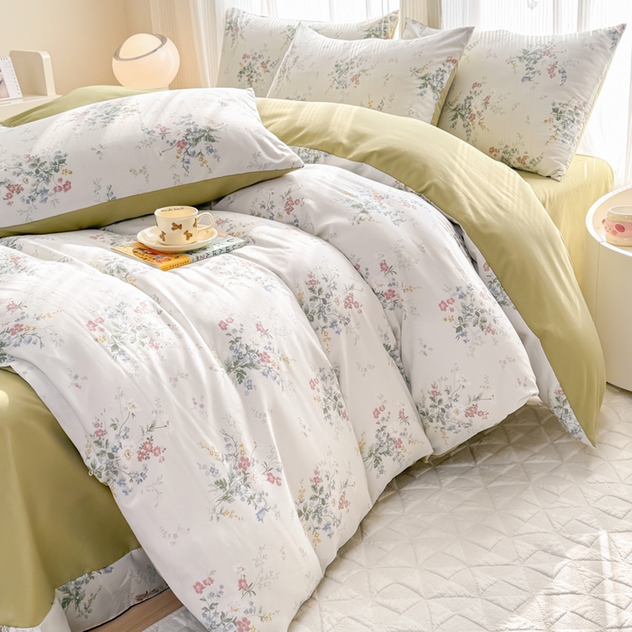 91家纺网 家纺一手货源 找家纺 铭浩家纺 2025新款A类针织棉双层纱四件套 森屿