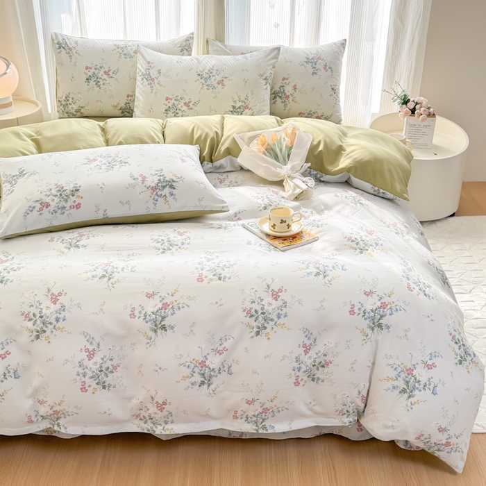 91家纺网 家纺一手货源 找家纺 铭浩家纺 2025新款A类针织棉双层纱四件套 森屿