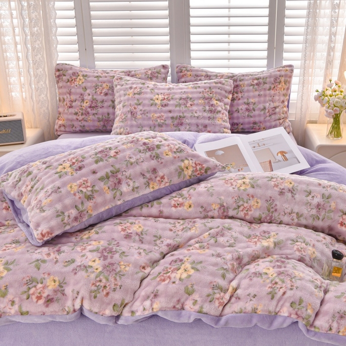 91家纺网 家纺一手货源 找家纺 （总）苏迪网销供货 2025新款牛奶绒加厚高克重A类兔毛牛奶泡泡绒四件套