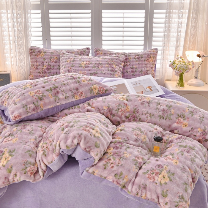 91家纺网 家纺一手货源 找家纺 （总）苏迪网销供货 2025新款牛奶绒加厚高克重A类兔毛牛奶泡泡绒四件套